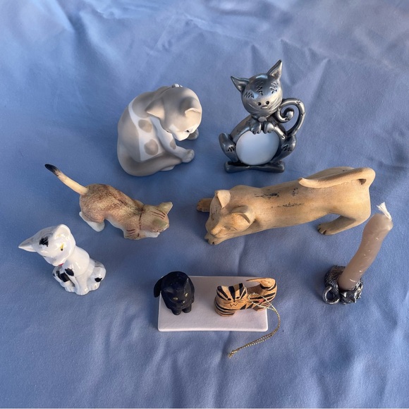 Vintage | Lot of 8 Trinket Cat Decorations (Wooden, Metal, Ceramic) - Picture 5 of 12